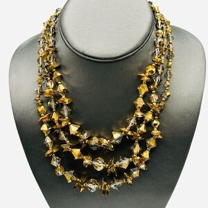 Vintage Gold Flashed Multi Strand Crystal Necklace